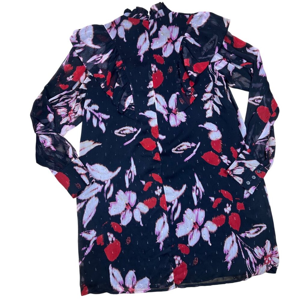 NWT Sanctuary Women’s Black Floral Babydoll Mini Dress Mock Neck Size Small - Picture 4 of 7